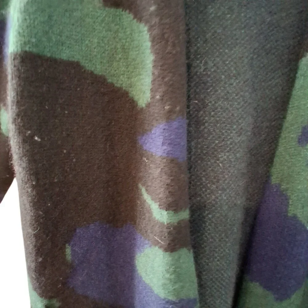 Kinross cardigan sweater womens Medium 100% Yak camo long line